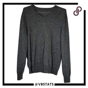 Quinn Men's Cashmere V Neck Pullover Sweater‎ Gray Size Large